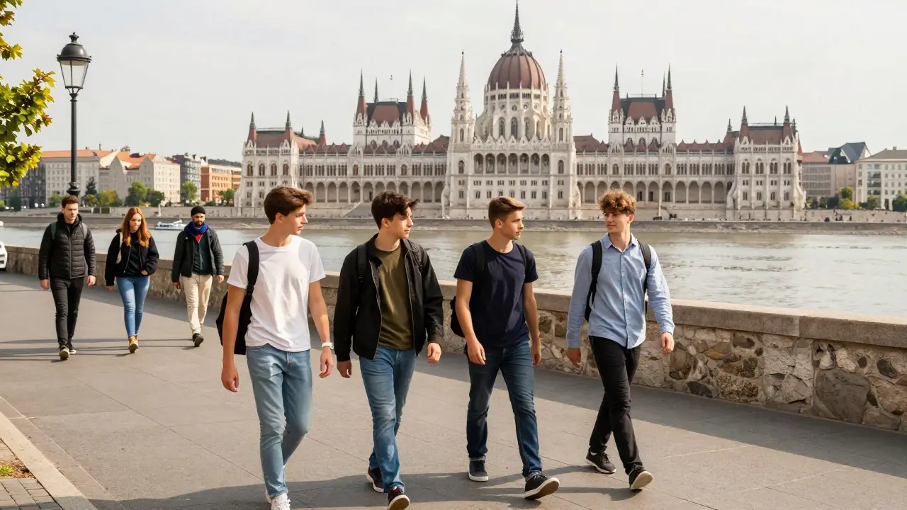 Toàn cảnh thành phố Budapest bên bờ sông Danube nhìn từ trên cao, nơi nhiều sinh viên quốc tế theo học