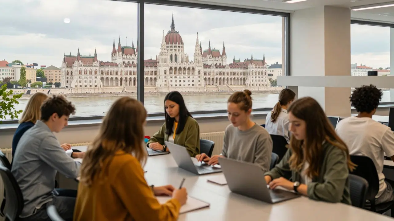 Hồ sơ visa và hộ chiếu đặt cạnh bản đồ châu Âu minh hoạ thủ tục du học Hungary