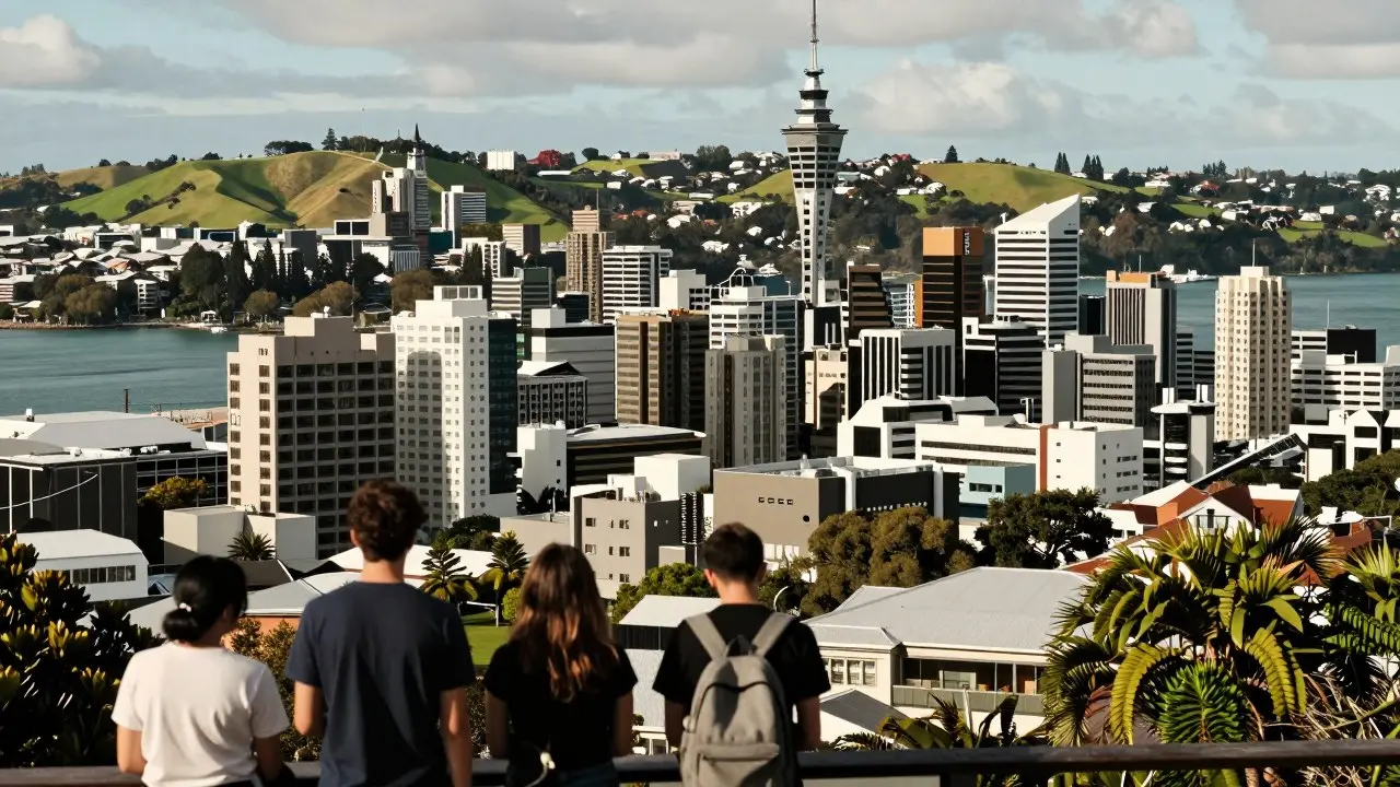 Học sinh trung học quốc tế trò chuyện cùng bạn bè trong sân trường ở New Zealand