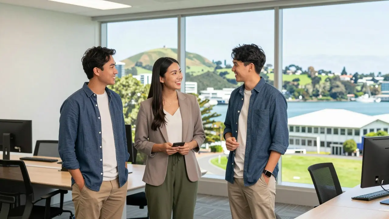 Cựu sinh viên cầm mũ tốt nghiệp trước toà nhà đại học ở New Zealand