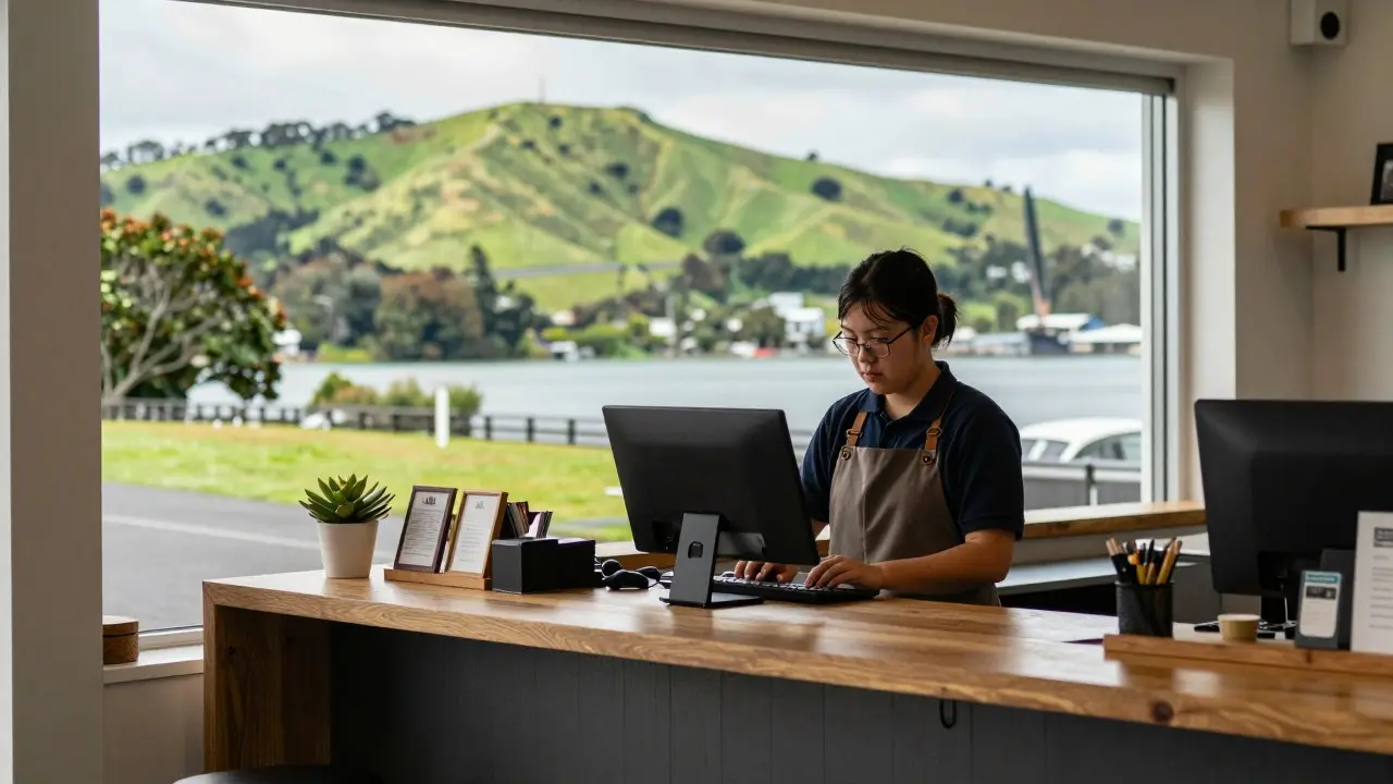 Sinh viên thú y khám cho bê tại trang trại thực hành ở New Zealand